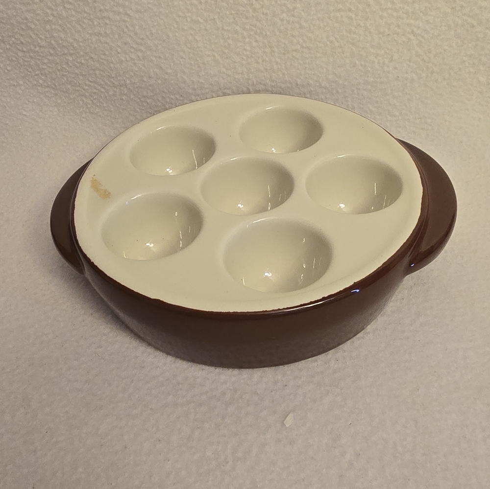 Brown and White Ceramic Egg Holder